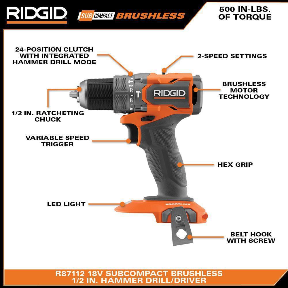 18V SubCompact Brushless 1/2 in. Hammer Drill
