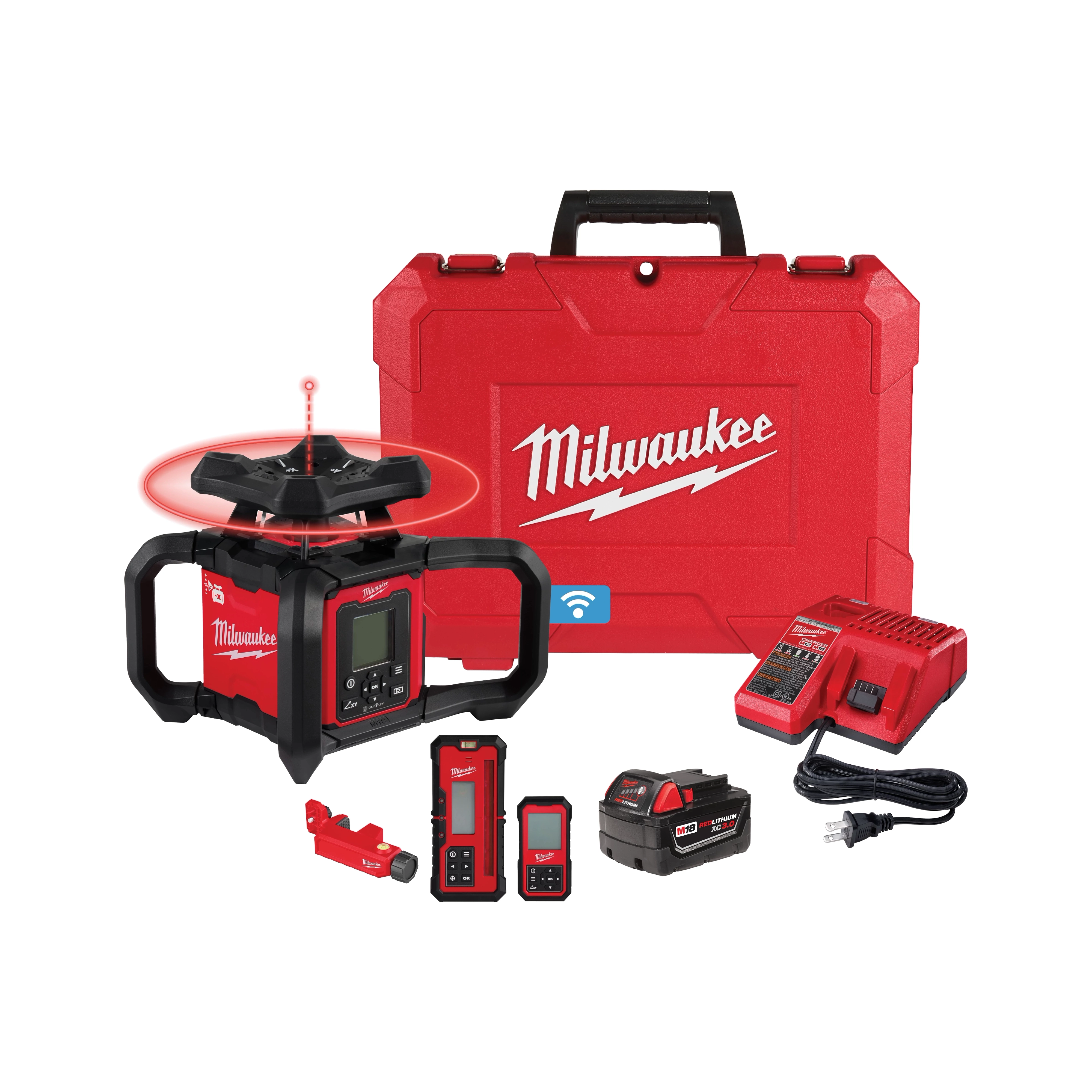 M18™ Red Exterior Dual Slope Rotary Laser Level Kit w/ Receiver & Remote