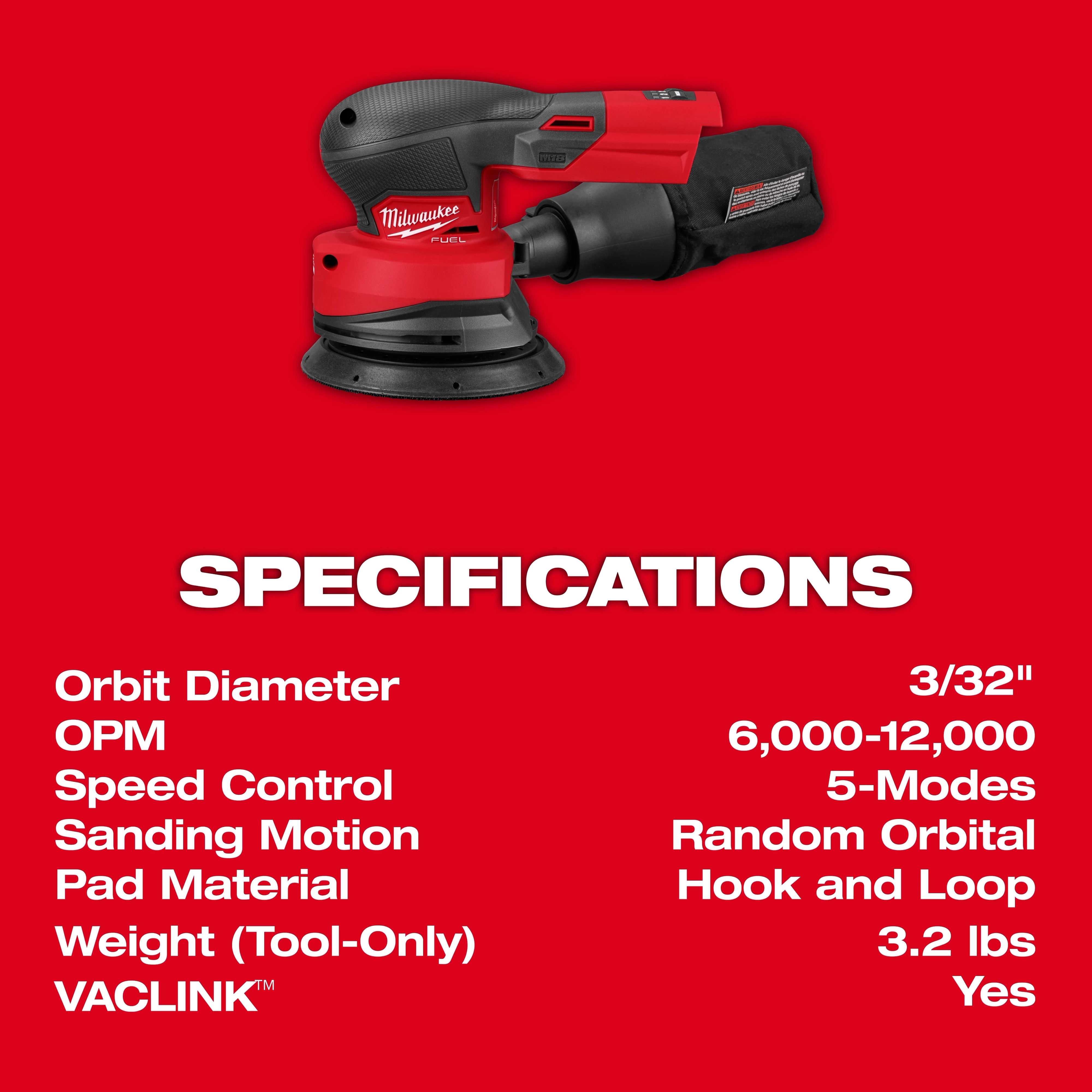 M18 FUEL™  5" Random Orbital Sander