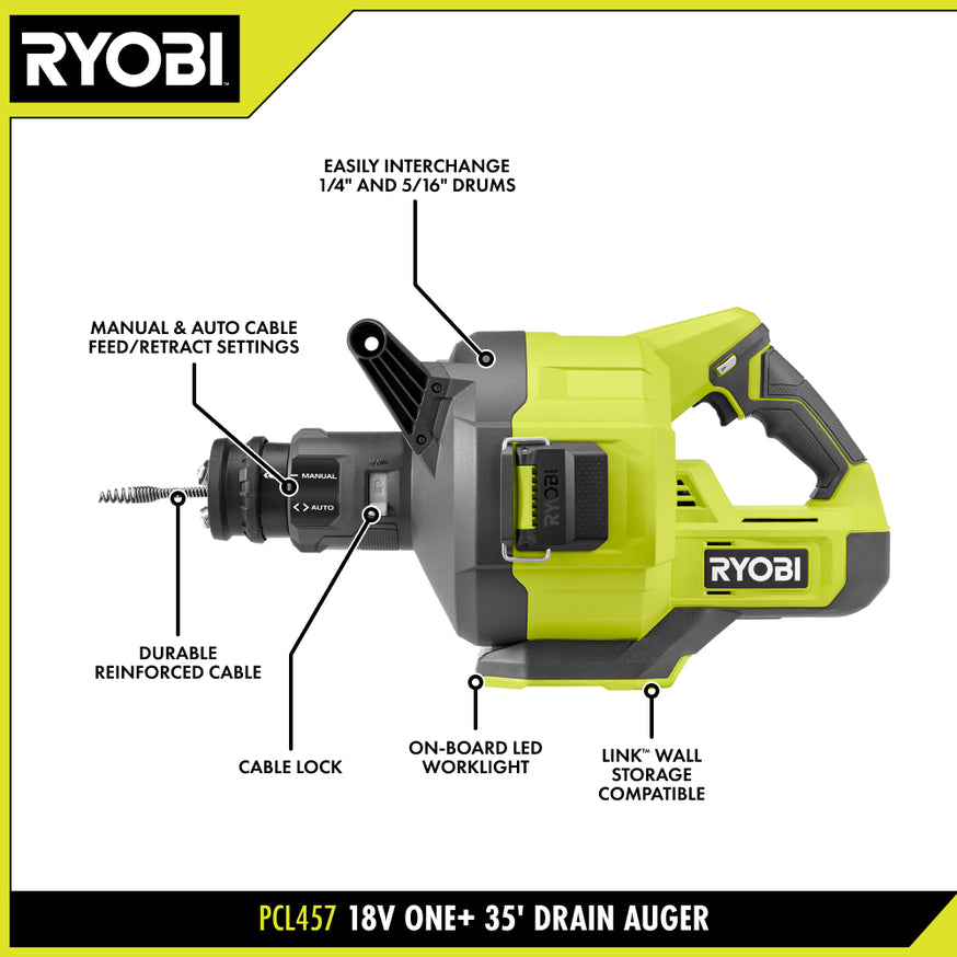 18V ONE+ 35' Drain Auger