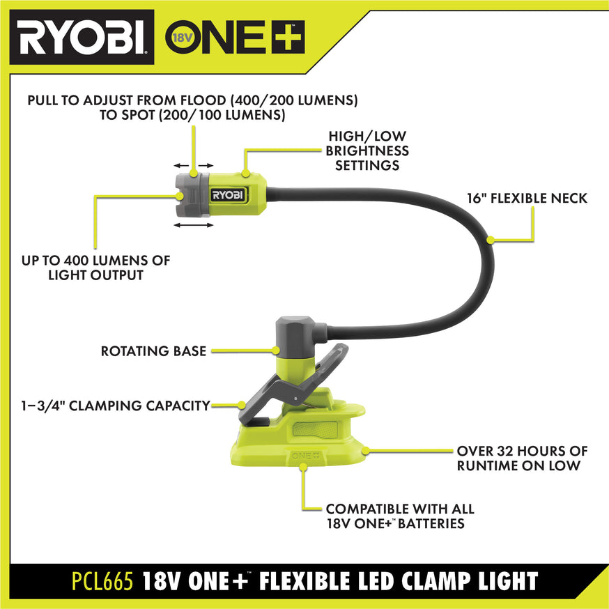 18V ONE+ Flexible LED Clamp Light Kit