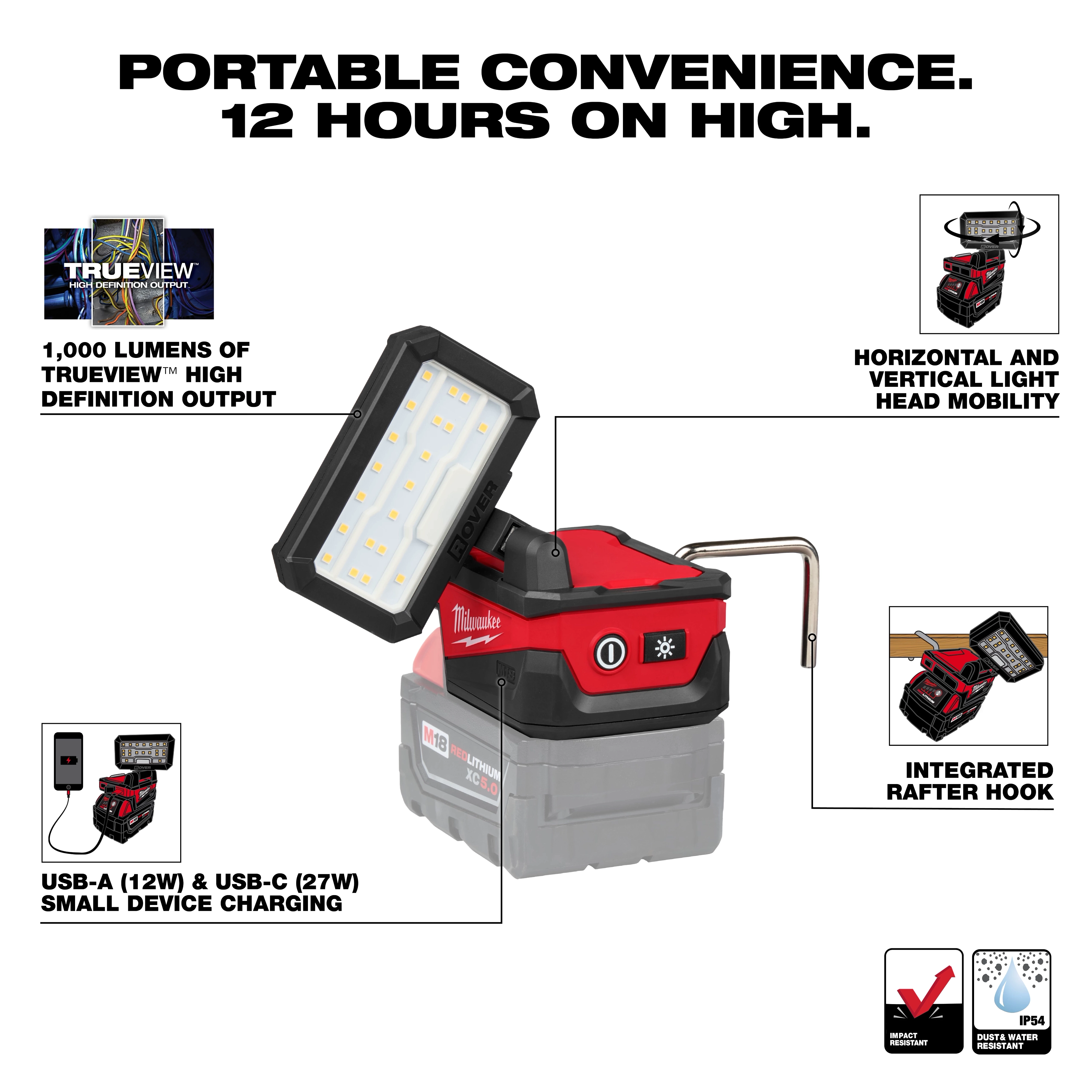 M18™ ROVER™ Compact Folding Flood Light w/ USB Charging thumbnail 4