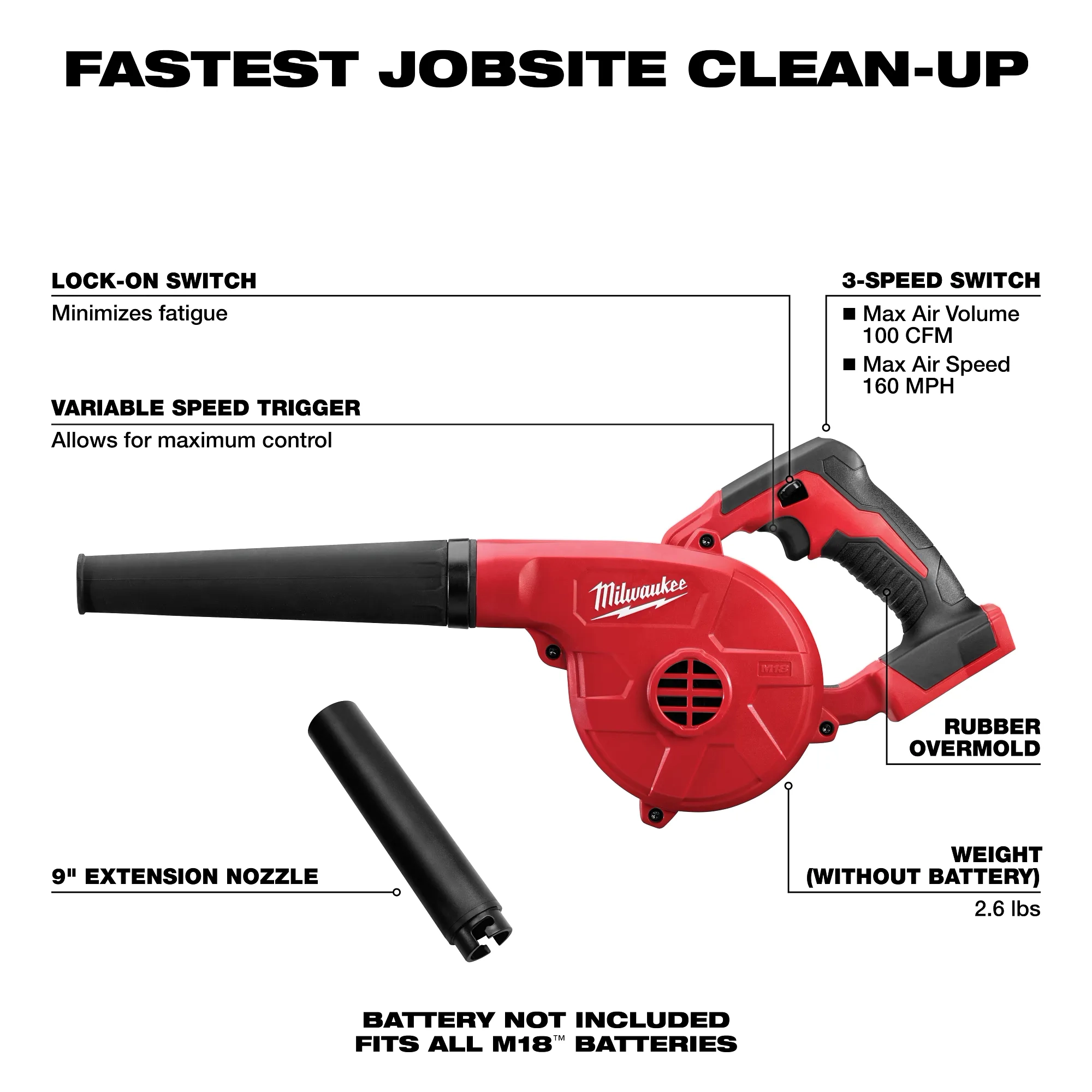 M18 18V Lithium-Ion Cordless Compact Blower (Tool-Only)