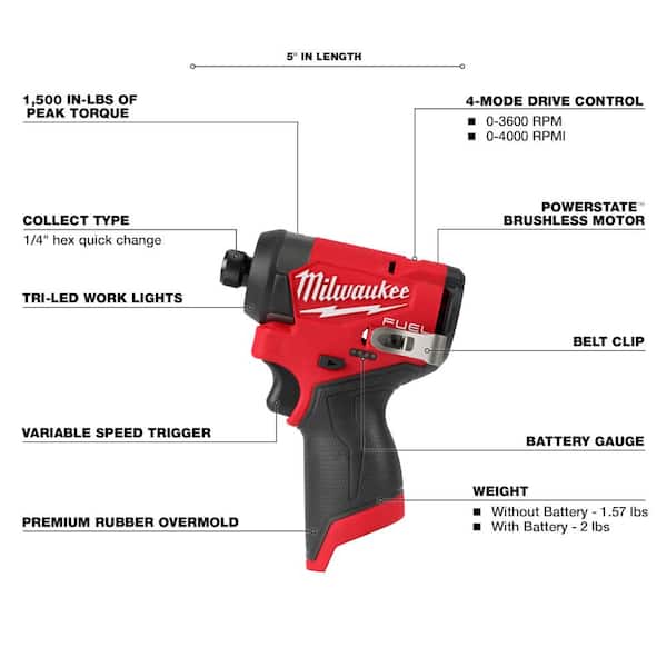 M12 FUEL 12V Lithium-Ion Cordless 3/8 in. Ratchet and 1/4 in. Impact Driver Kit (2-Tool) w/Batteries, Charger & Bag