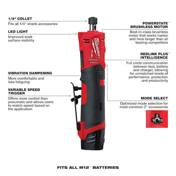 M12 FUEL™ 1/4" Straight Die Grinder Kit