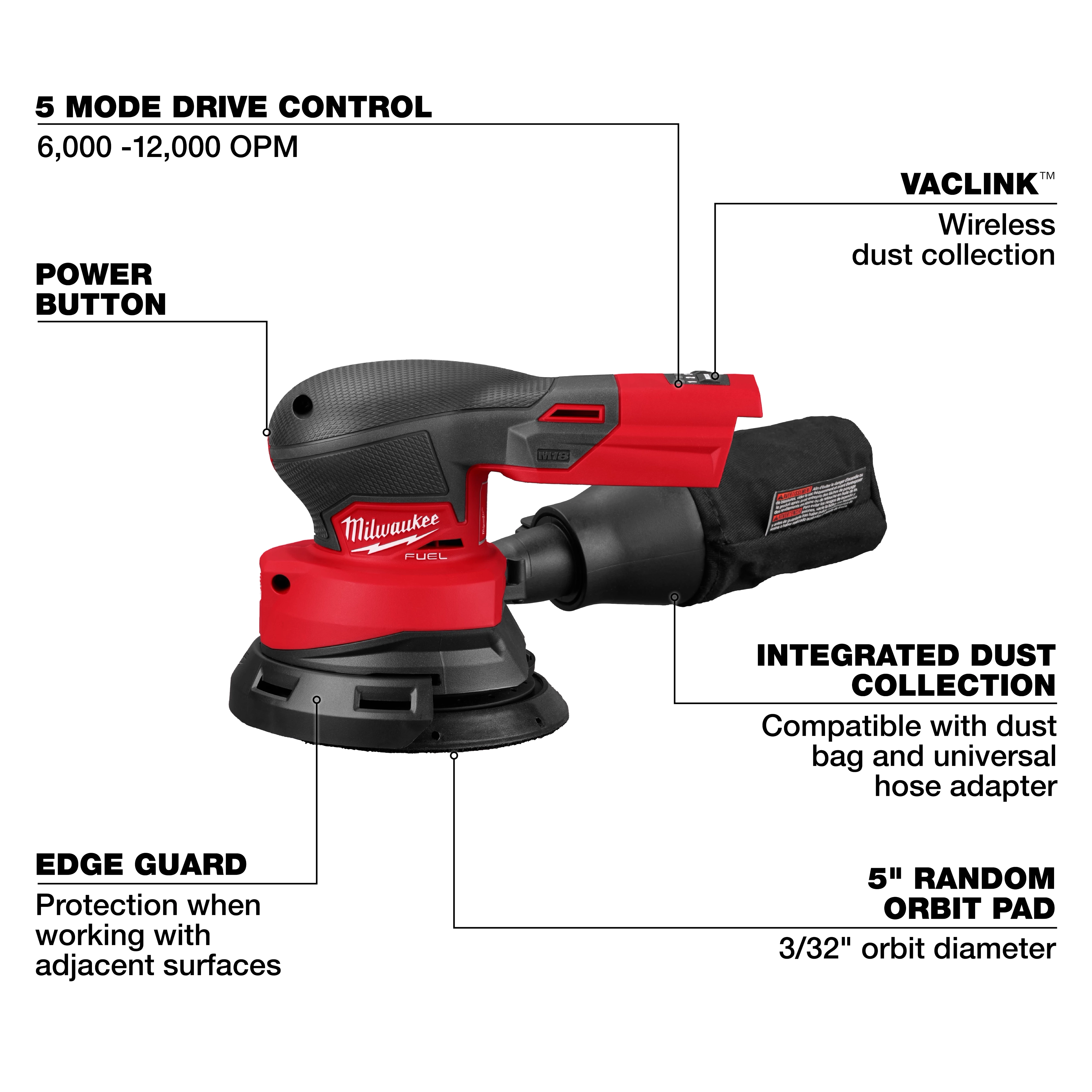 M18 FUEL™  5" Random Orbital Sander