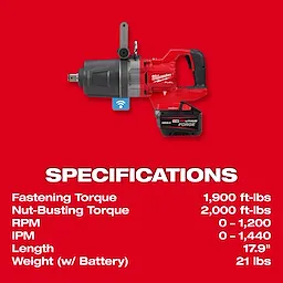 M18 FUEL™ 1" D-Handle High Torque Impact Wrench w/ ONE-KEY™ Kit