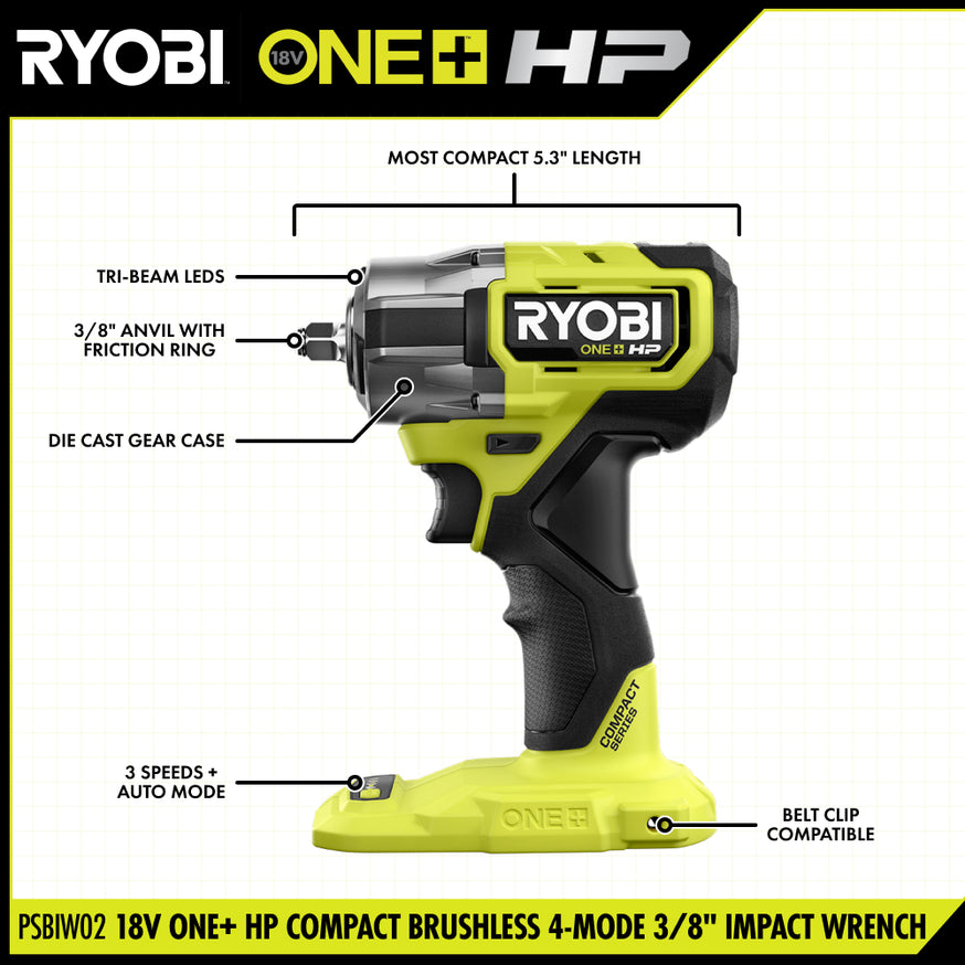18V ONE+ HP Compact Brushless 4-Mode 3/8" Impact Wrench thumbnail 3