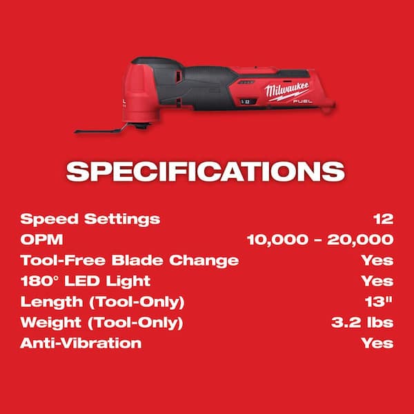 M12 FUEL 12V Lithium-Ion Cordless Oscillating Multi-Tool Kit with 4.0 Ah Battery, Charger, Accessories and Tool Bag