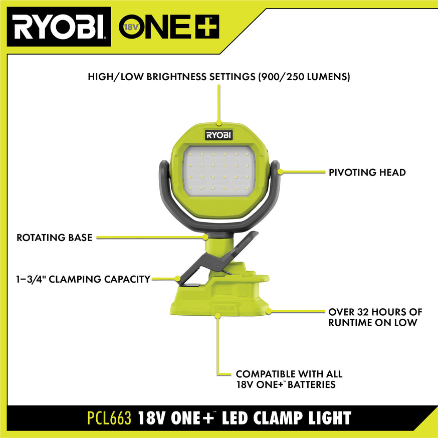 18V ONE+ LED Clamp Light