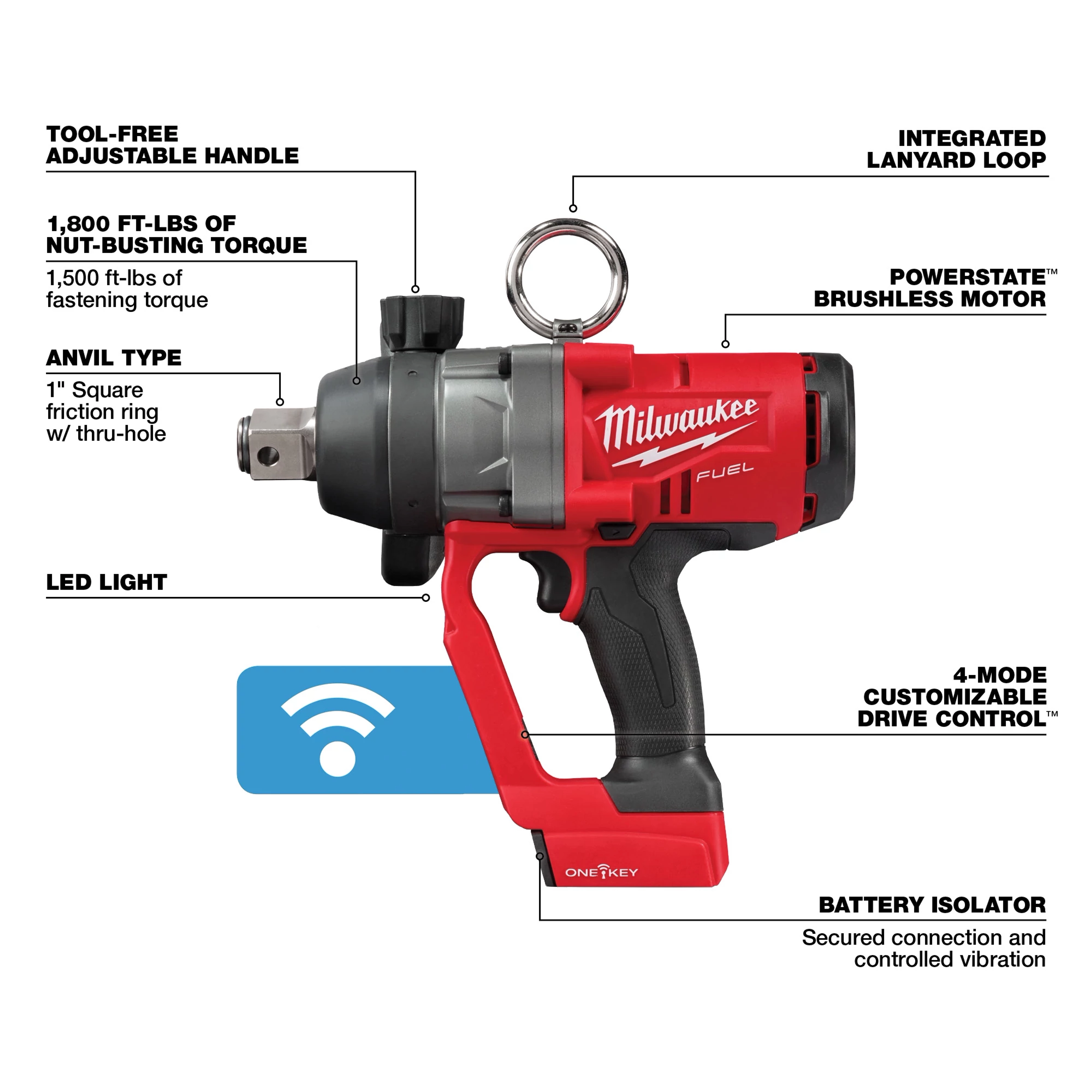 M18 FUEL™ 1" High Torque Impact Wrench w/ ONE-KEY™ thumbnail 3