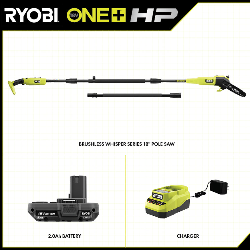 18V ONE+ HP Brushless Whisper Series 8" Pole Saw Kit