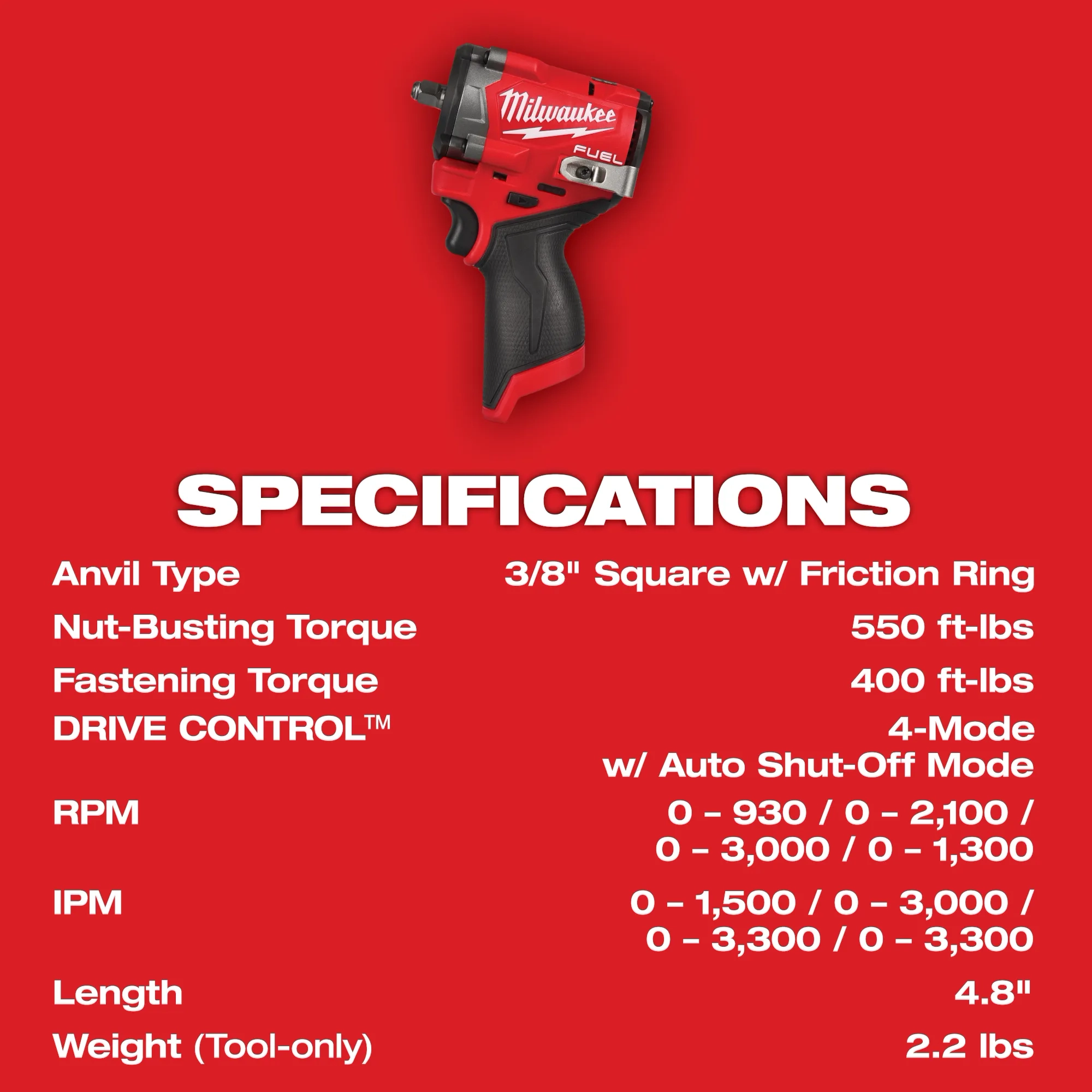 M12 FUEL™ Stubby 3/8" Impact Wrench