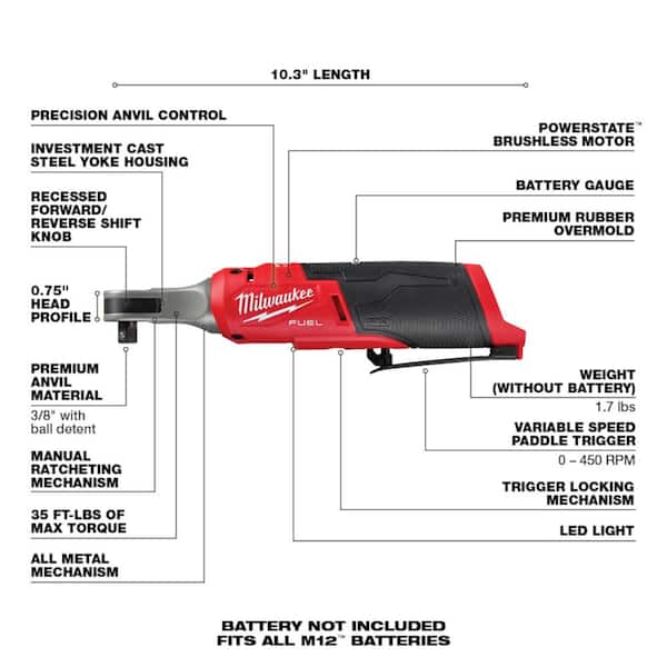 M12 FUEL 12V Lithium-Ion Cordless 3/8 in. Ratchet and 1/4 in. Impact Driver Kit (2-Tool) w/Batteries, Charger & Bag