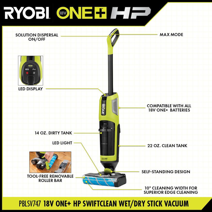 18V ONE+ HP Swiftclean Wet/Dry Stick Vacuum