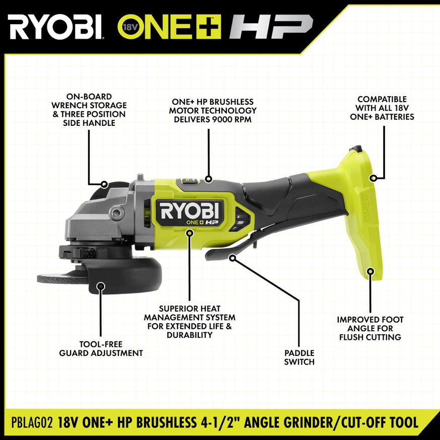 18V ONE+ HP Brushless 4-1/2" Angle Grinder/Cut-Off Tool