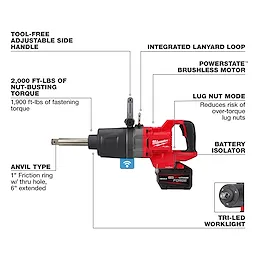 M18 FUEL™ 1" D-Handle Ext. Anvil High Torque Impact Wrench w/ ONE-KEY™ Kit