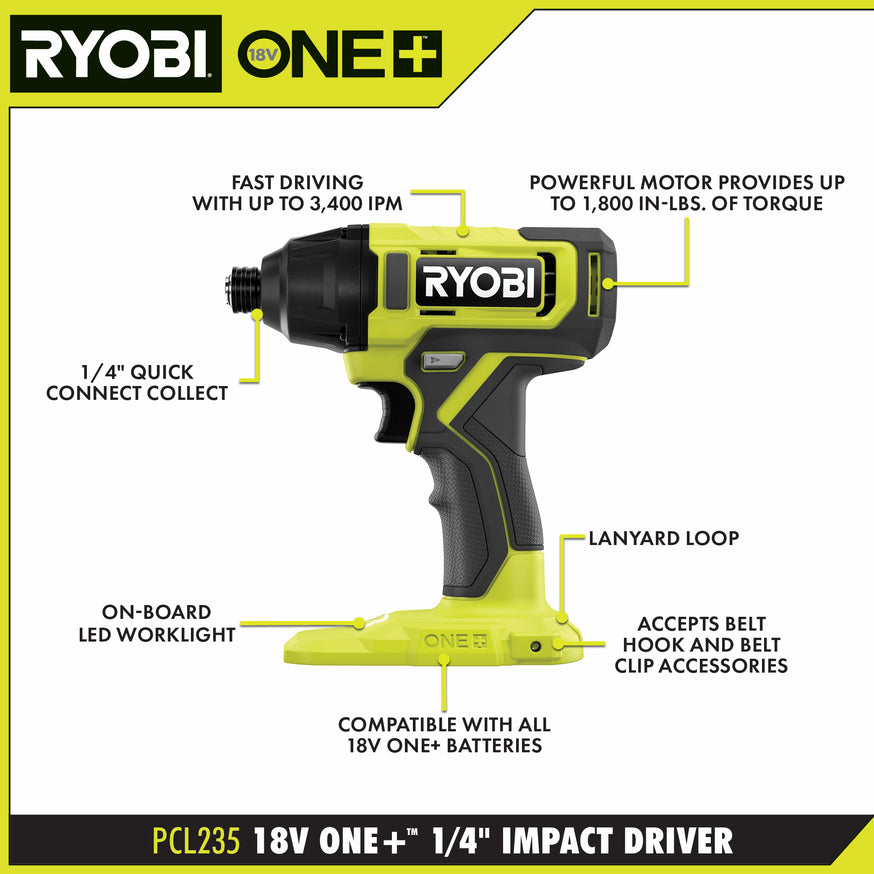 18V ONE+ 1/4" Impact Driver Kit