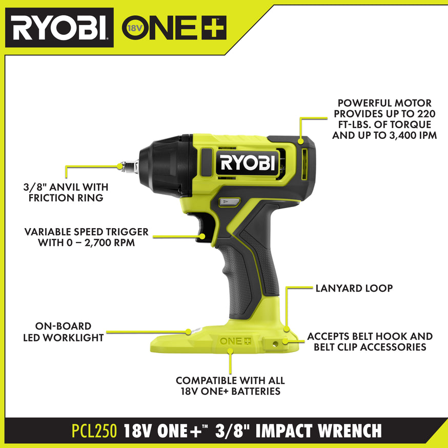 18V ONE+ 3/8" Impact Wrench