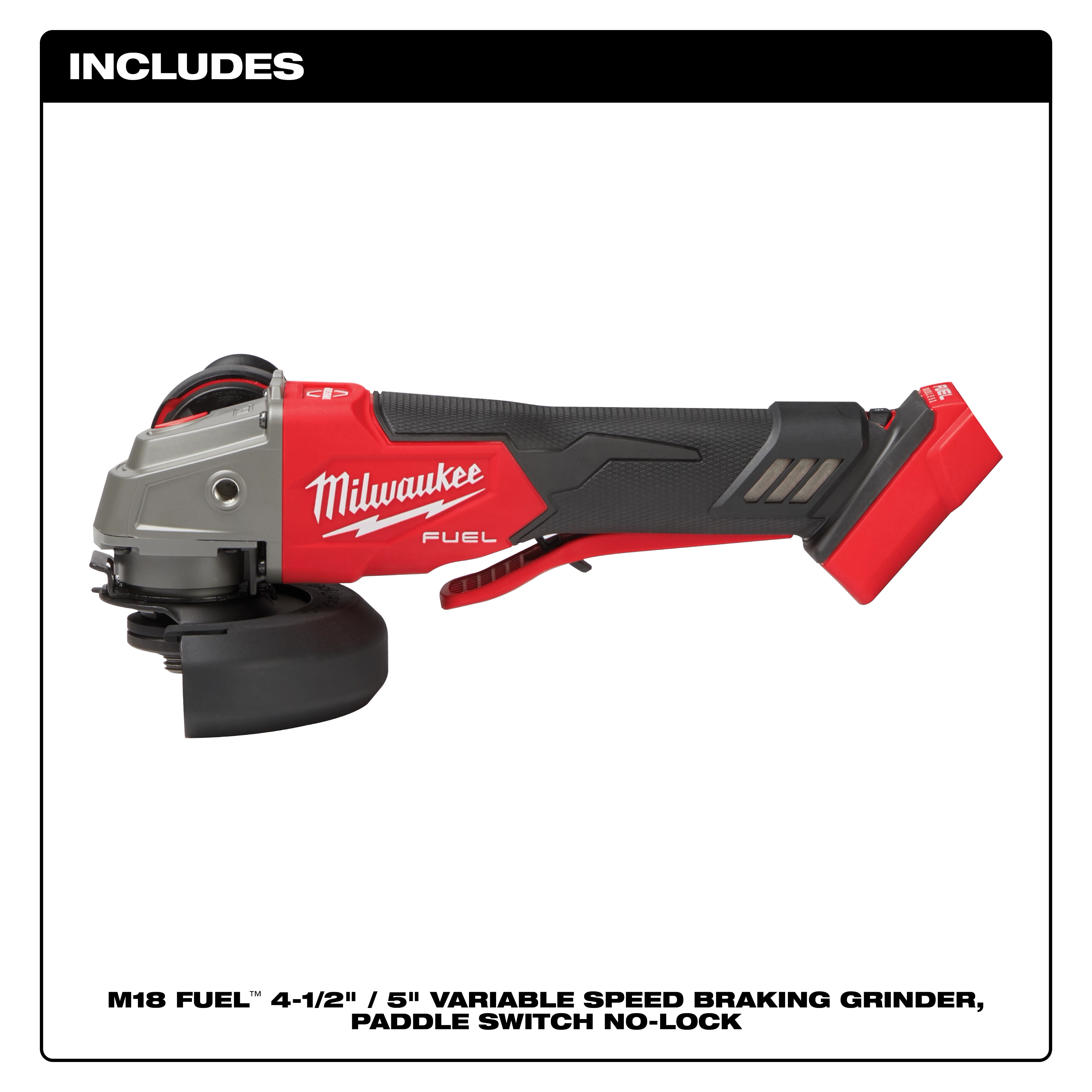 M18 FUEL™ 4-1/2" / 5" Variable Speed Braking Grinder, Paddle Switch No-Lock