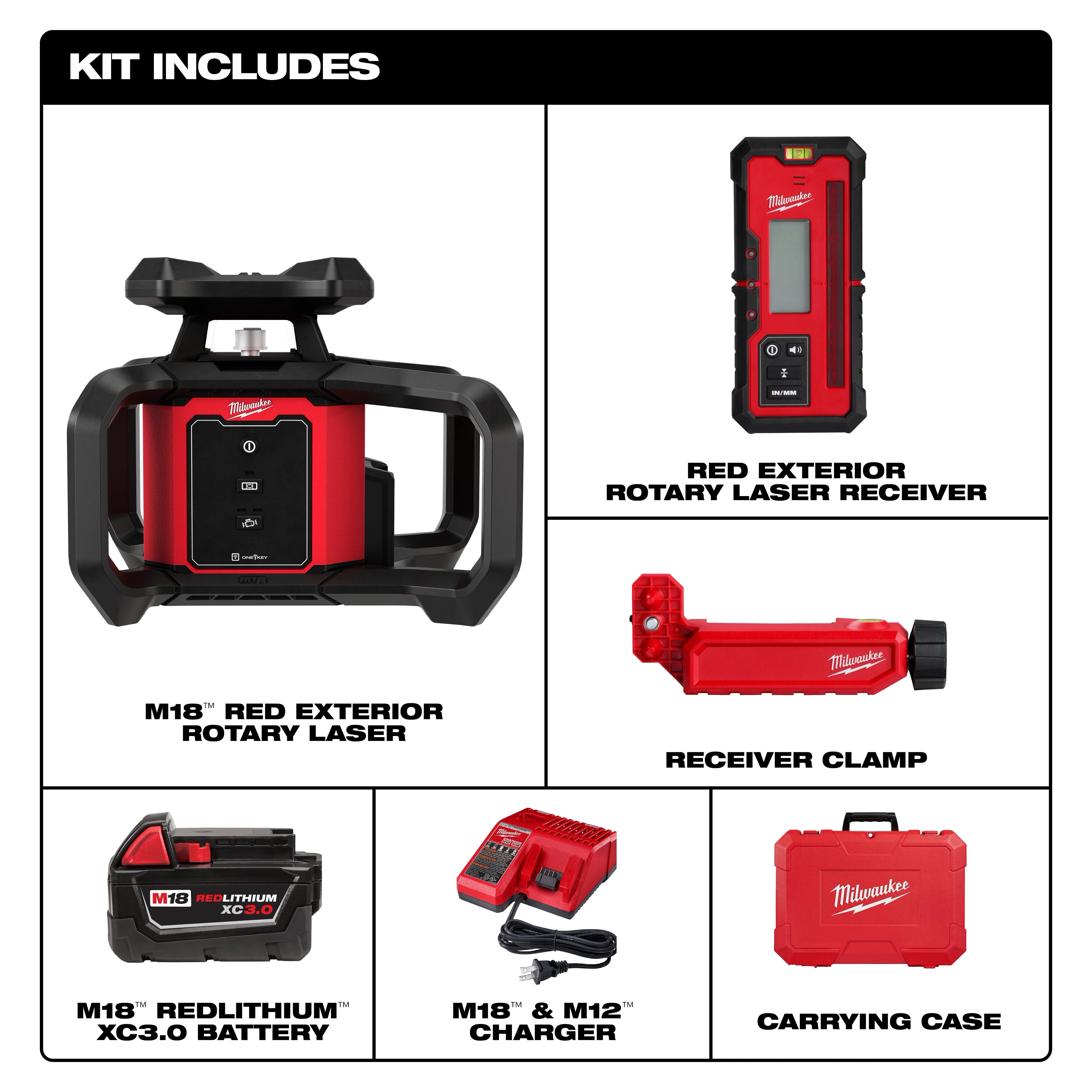 M18™ Red Exterior Rotary Laser Level Kit w/ Receiver thumbnail 4