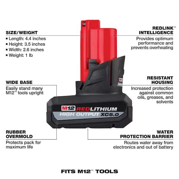 M12™ REDLITHIUM™ HIGH OUTPUT™ XC 5.0 Battery Pack