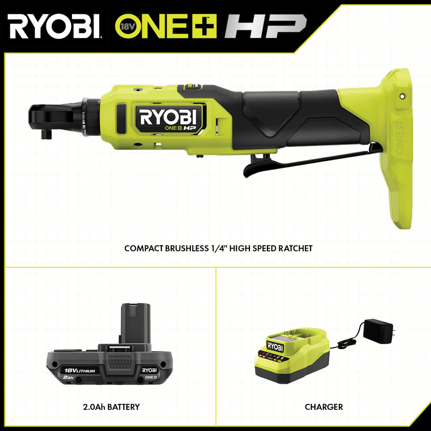 18V ONE+™ HP Compact Brushless 1/4" High Speed Ratchet Kit