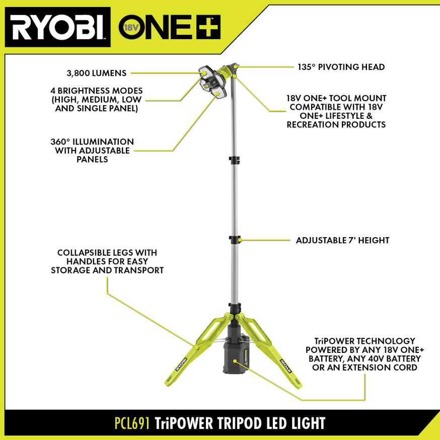 Tripower Tripod LED Light