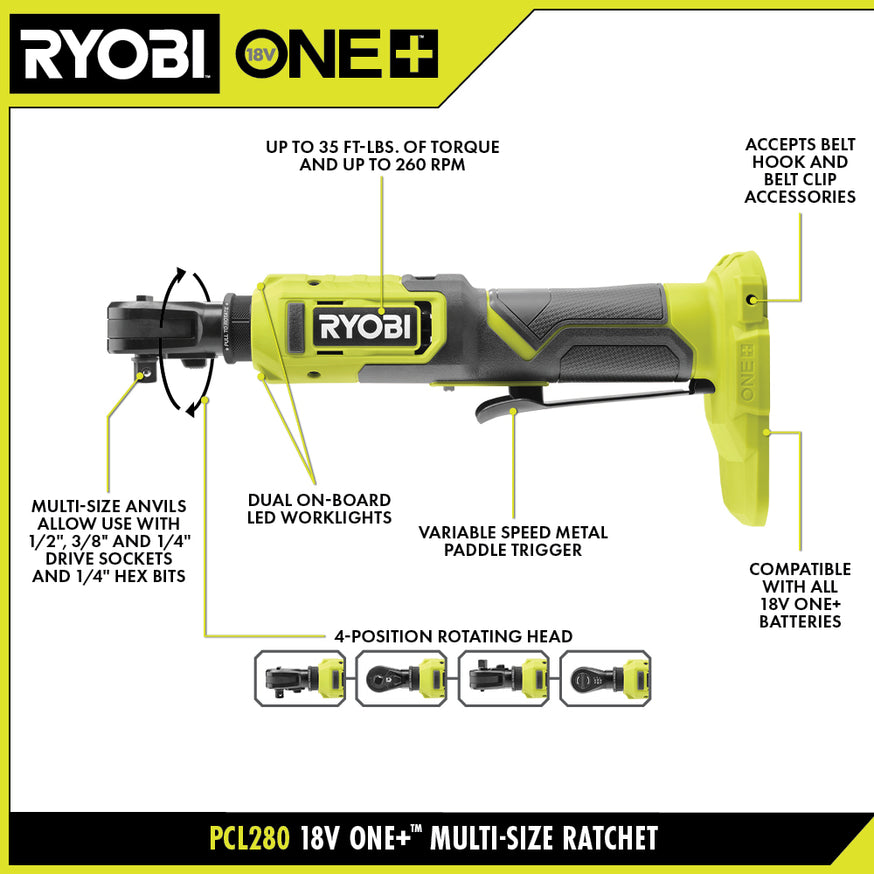 18V ONE+ Multi-Size Ratchet Kit