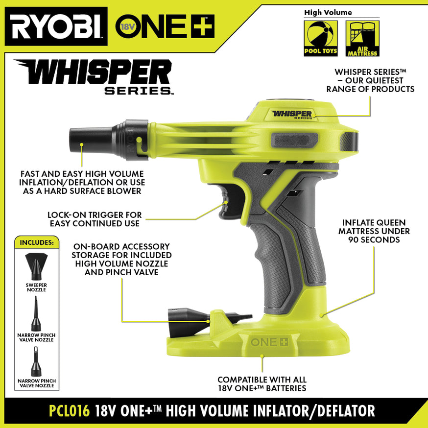 18V ONE+ Whisper Series High Volume Inflator