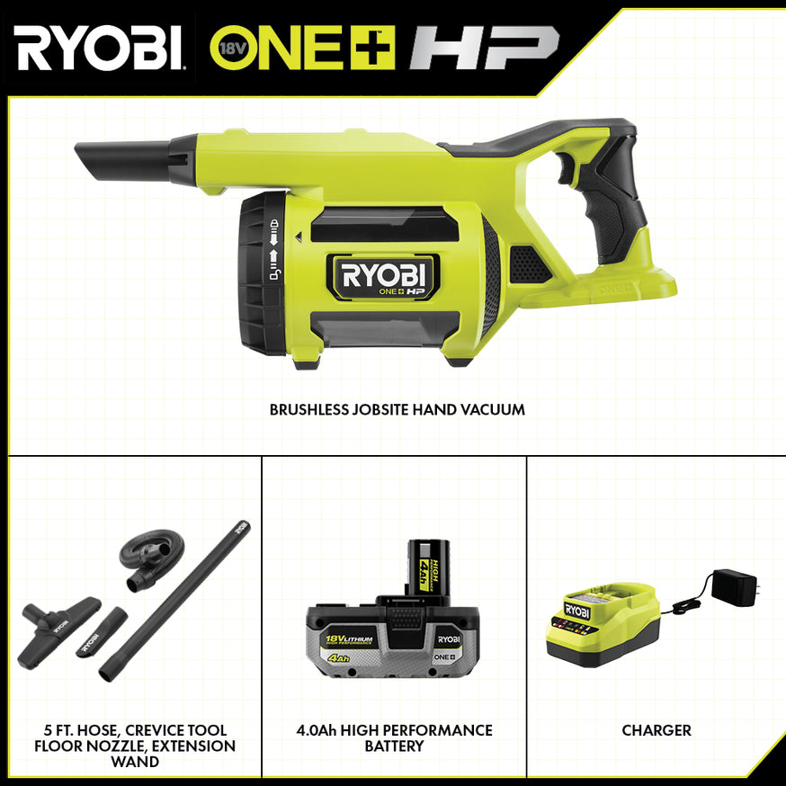18V ONE+ HP Brushless Jobsite Hand Vacuum Kit