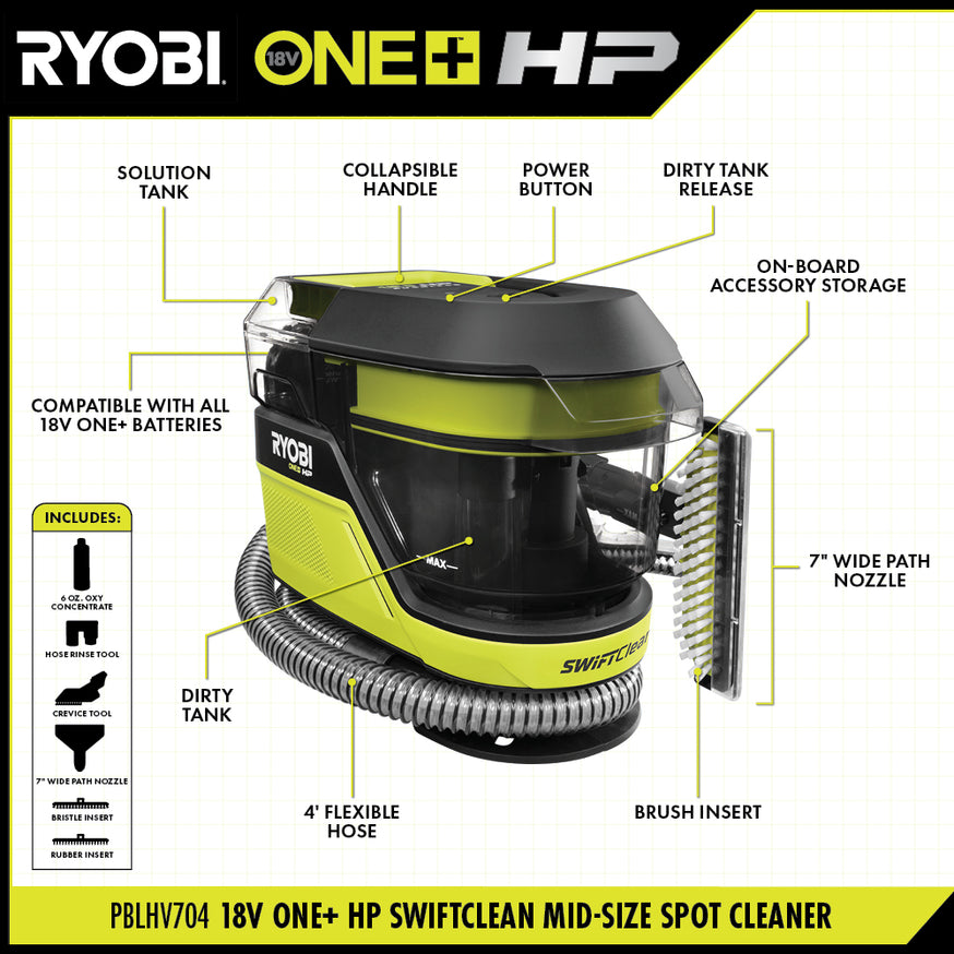 18V ONE+ HP Swiftclean Mid-Size Spot & Carpet Cleaner
