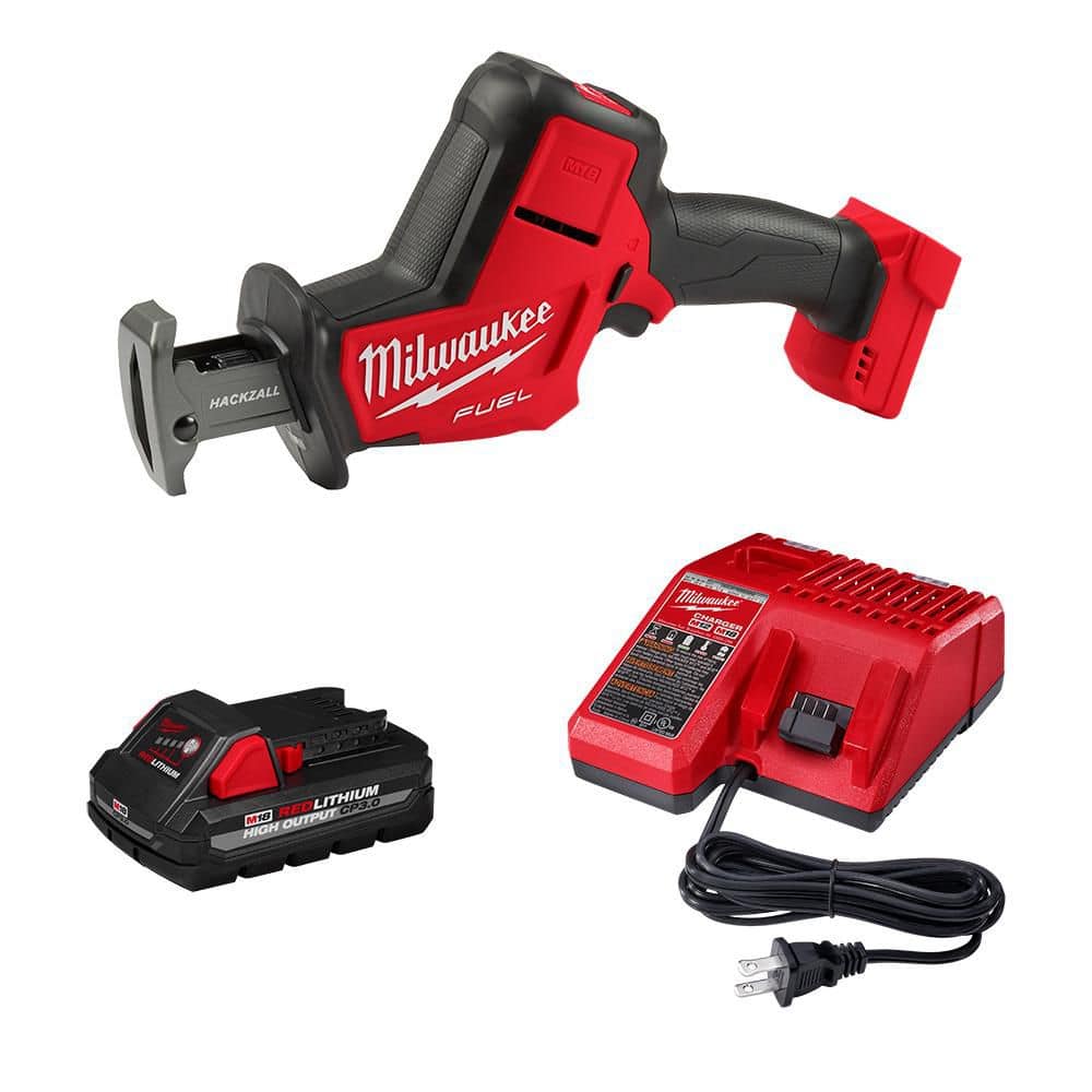 M18 FUEL 18V Lithium-Ion Brushless Cordless HACKZALL Reciprocating Saw with HIGH OUTPUT CP3.0 Ah Battery and Charger