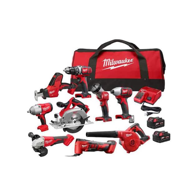 M18 18-Volt Lithium-Ion Cordless Combo Kit (9-Tool) with (2) Batteries, Charger, and Tool Bag