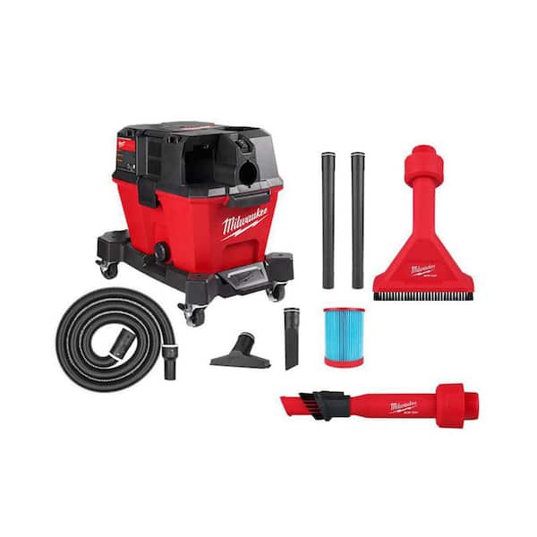M18 FUEL 6 Gal. Cordless Wet/Dry Shop Vacuum W/Filter, Hose and AIR-TIP 1-1/4 in. - 2-1/2 in. Utility Brush and Nozzle
