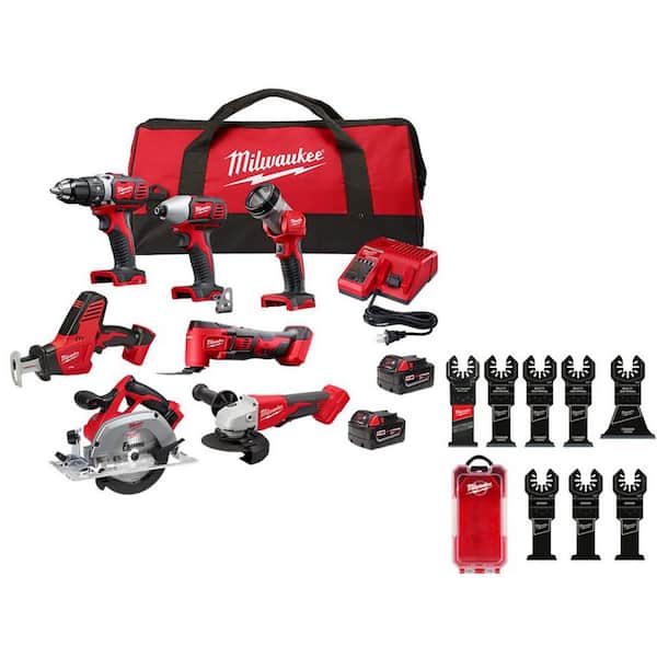 M18 18-Volt Lithium-Ion Cordless Combo Kit 7-Tool with 2-Batteries, Charger and Tool Bag