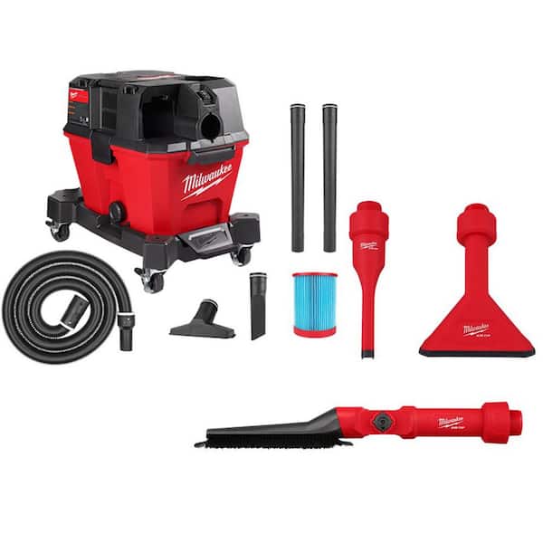 M18 FUEL 6 Gal. Cordless Wet/Dry Shop Vac W/Filter, Hose and AIR-TIP 1-1/4 in. - 2-1/2 in. Brush, Crevice and Nozzle Kit