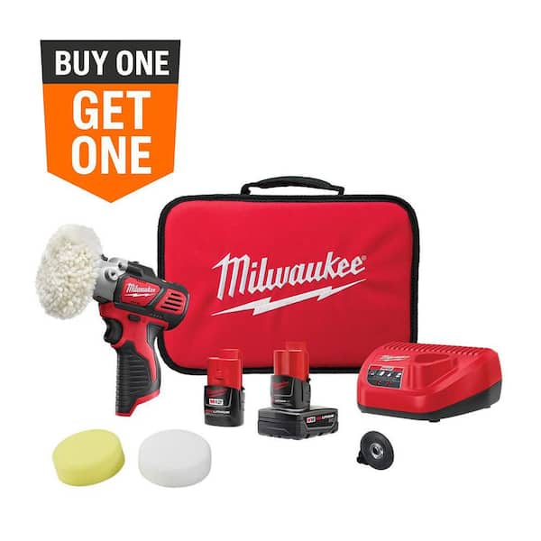 M12 12V Lithium-Ion Cordless Variable Speed Polisher/Sander Kit W/(2) M12 Batteries, Accessories, Charger & Tool Bag